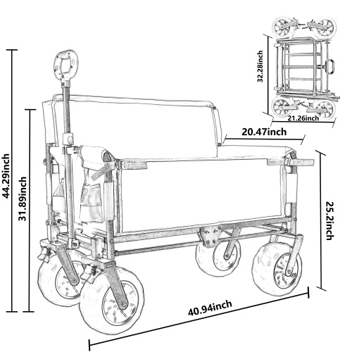 3- In- 1 Folding Wagon With Bench Seat - Patent Protection Includes 1 Ice Pack 500lbs Capacity 9 X4 Beach Tires For Camping & Beach Gray C3ec7a4a Fea8 4023 A3f2 56a59c36936c
