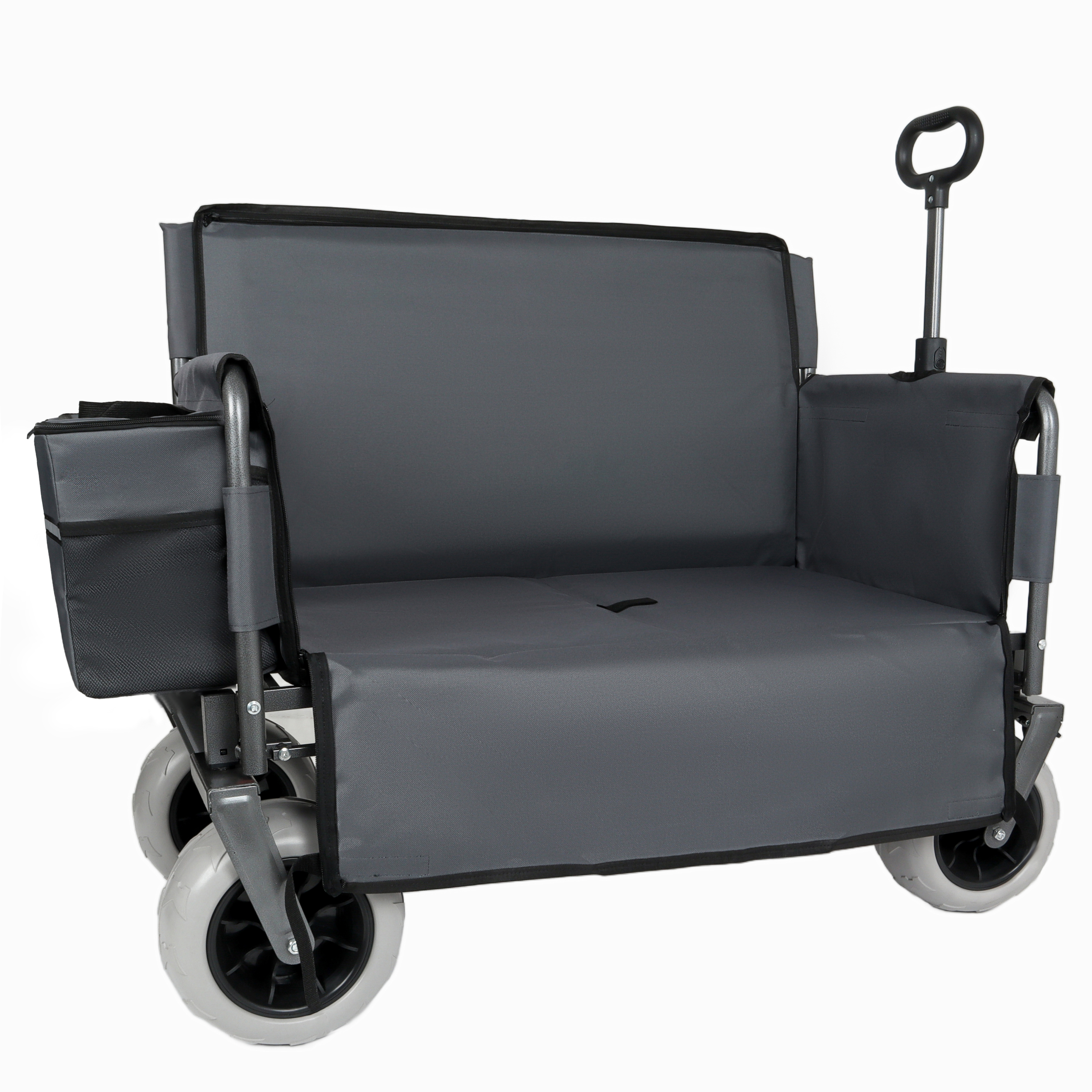 3- In- 1 Folding Wagon With Bench Seat - Patent Protection Includes 1 Ice Pack 500lbs Capacity 9 X4 Beach Tires For Camping & Beach Gray Db63d759 F4de 4eb0 98ca B6354f2331da