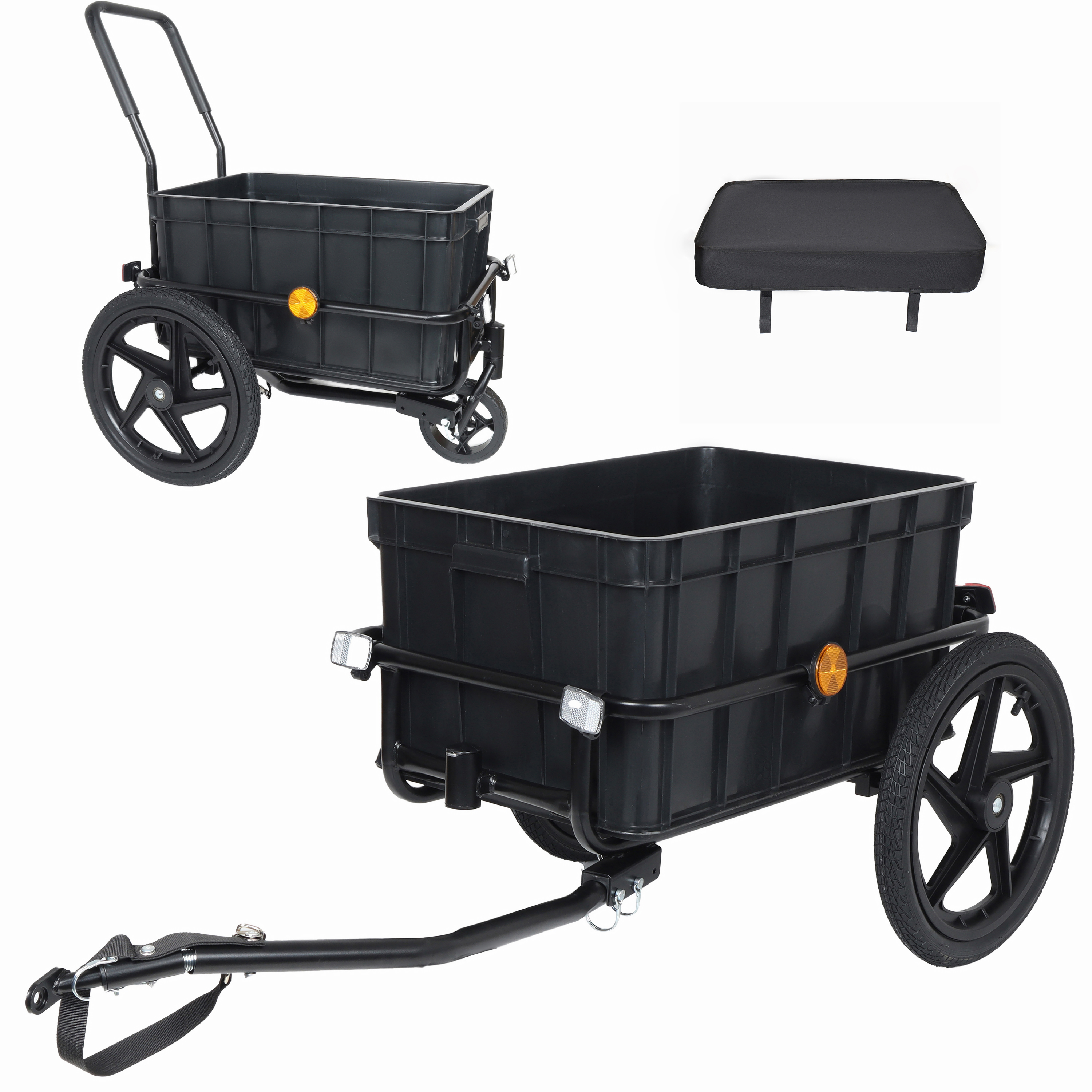 2- In- 1 Bike Cargo Trailer Pushcart  Bicycle Trailer With Removable Box And... 2