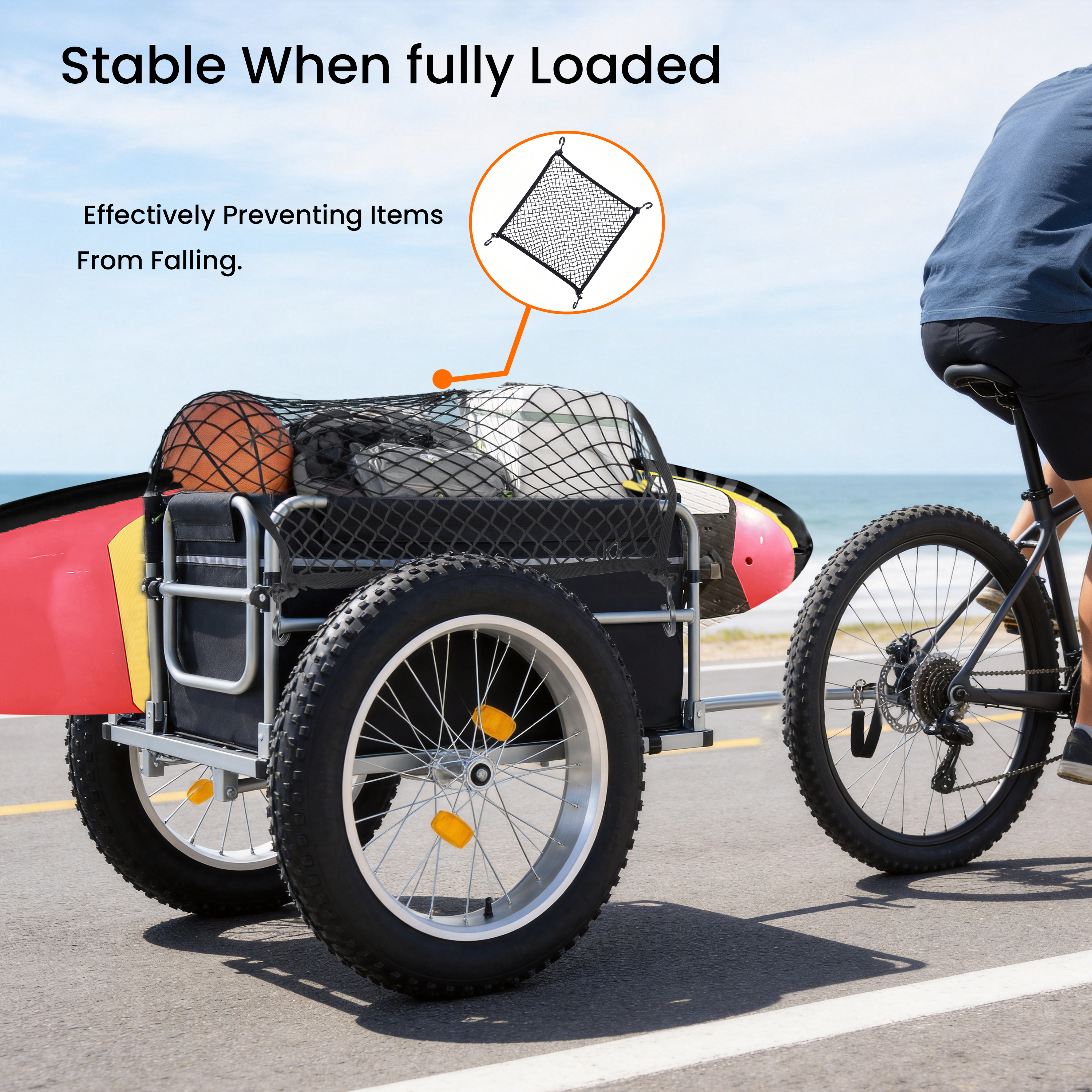 Upgraded 23 X4.0 Fat Tires Bike Cargo Trailer  150LBS Load Capacity Heavy- Duty... 5