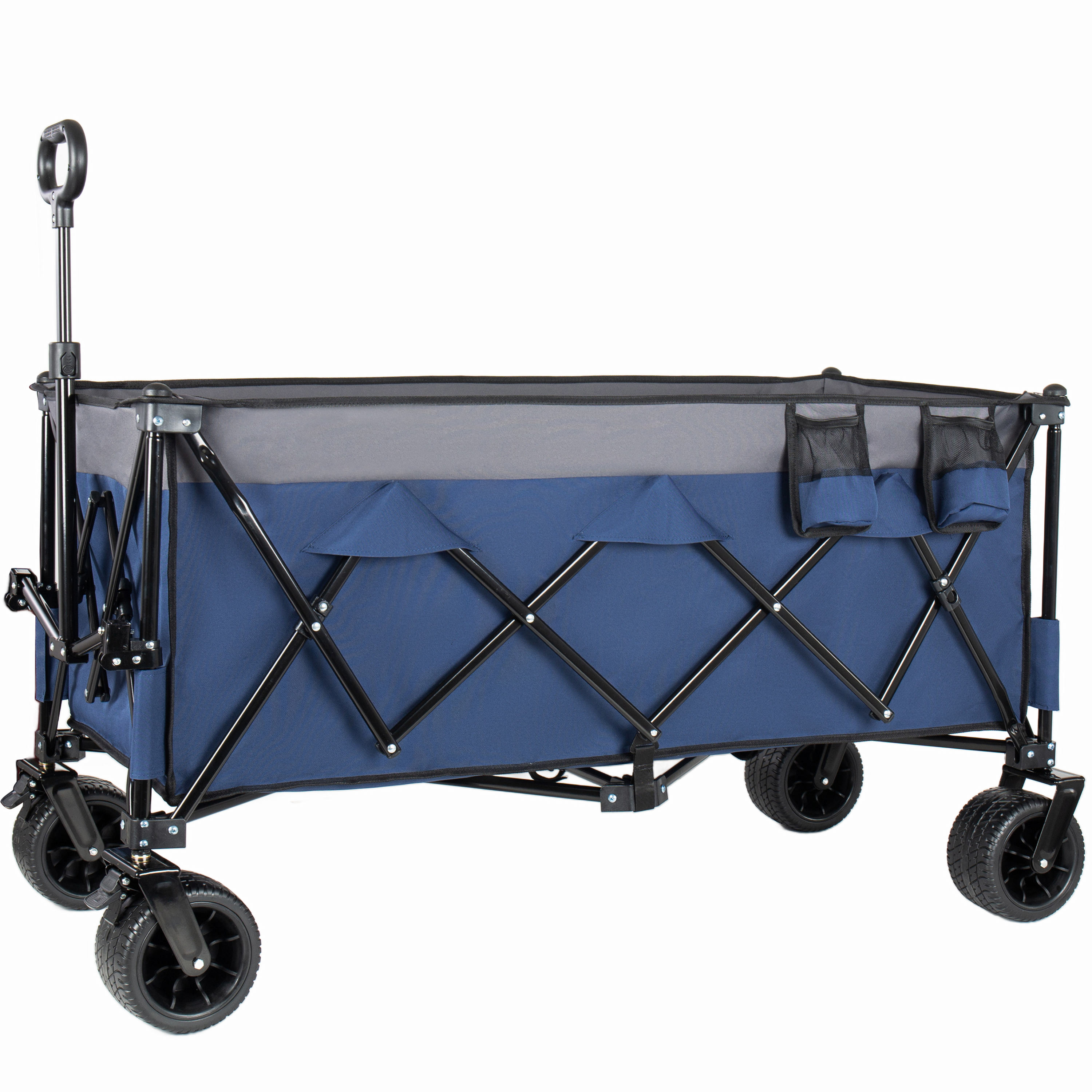 51- Inch Extended Heavy- Duty Foldable Utility Wagon  480lbs  Patented Ultra- Stable Frame  1-6 Space- Saving Fold  Portable And Collapsible For Beach  Sports  And Garden Use Dark Blue- Gray - Image 1