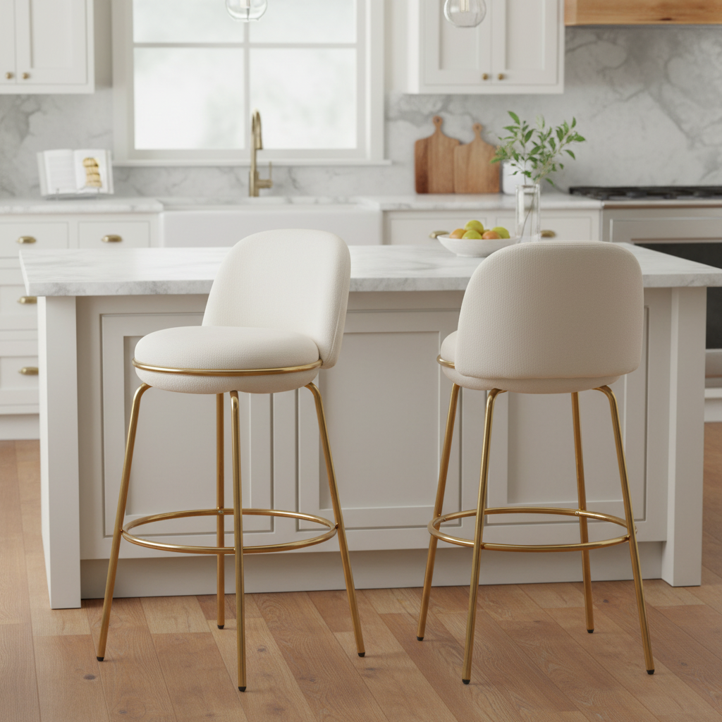 Upholstered Metal Barstool Set, picture 3 of 4