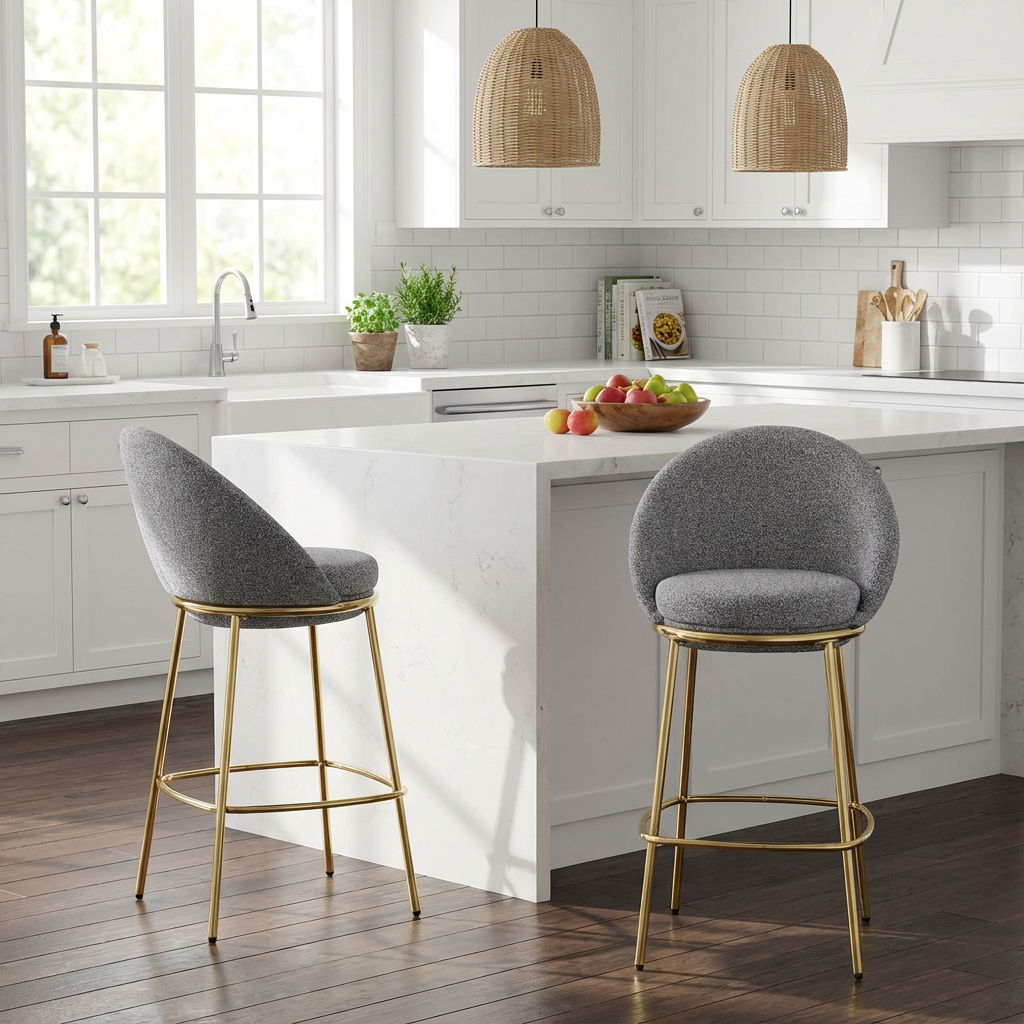 Metal Upholstered Barstool Set, picture 3 of 4
