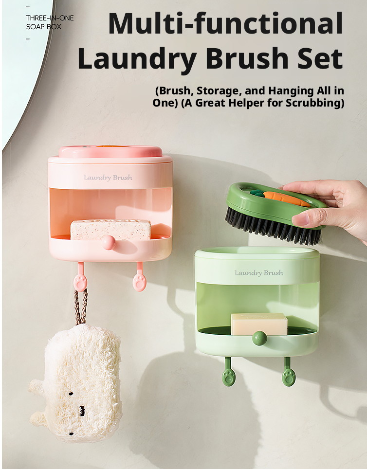 Three-in-one washing brush-pink-1 pack