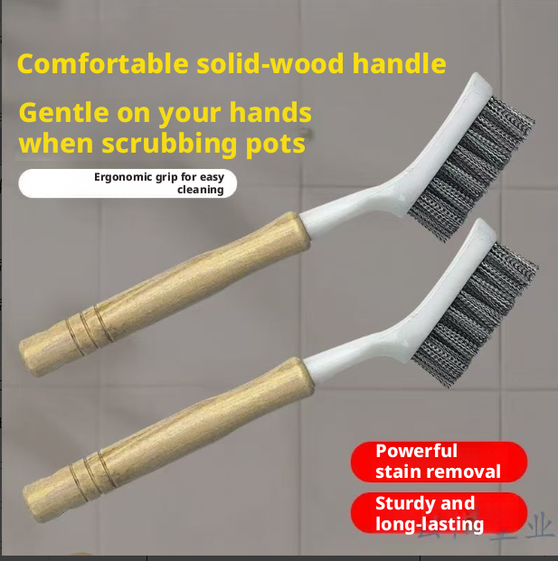 Steel wire pot brush-wooden handle model-1 piece