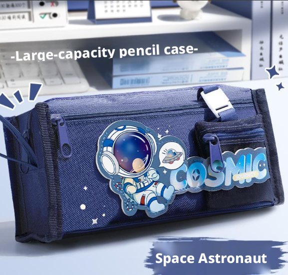 Portable Stationery Pencil Case-Planet Aerospace Model-Blue-1