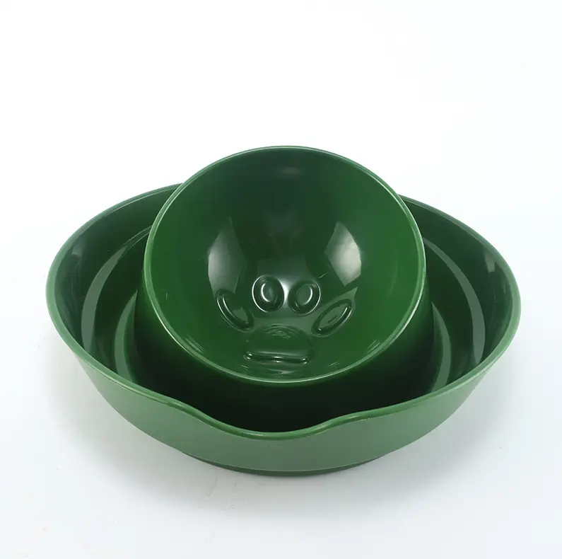 Inclined Pet Bowl-Dark Green-PP-1 piece