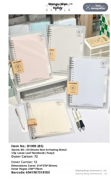 Iron clip loose-leaf book-pink-B5-50 sheets-1 book