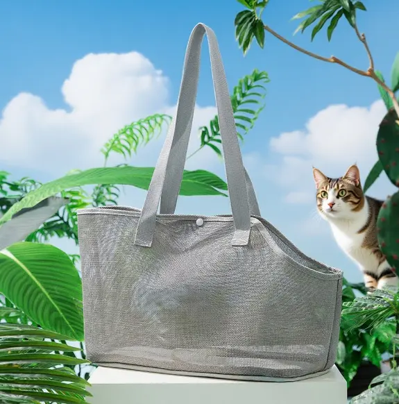 One-shoulder portable pet bag-gray-L size