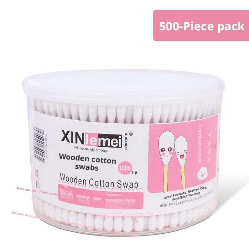 Double-ended dual-purpose cotton stick-white-bamboo stick + absorbent cotton-500 pieces-1 box