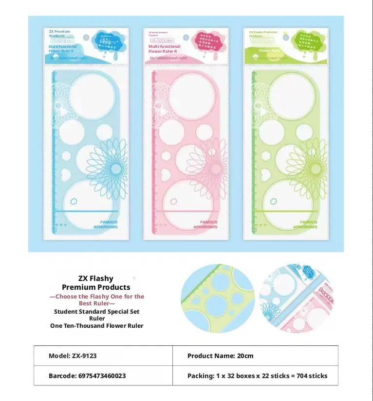 Multi-functional ruler-random color