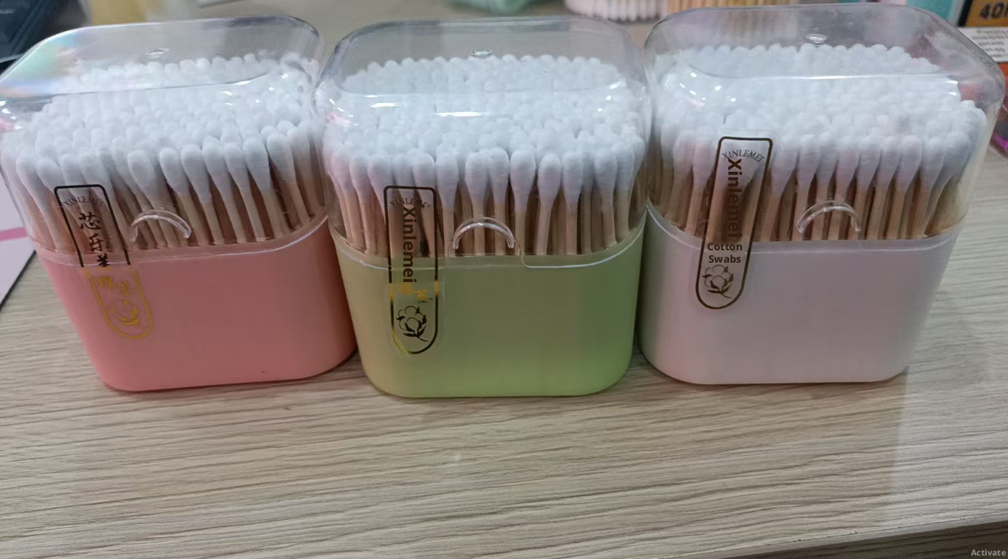 Disposable double-ended cotton swab-random color-bamboo stick + absorbent cotton-180 pieces-1 box
