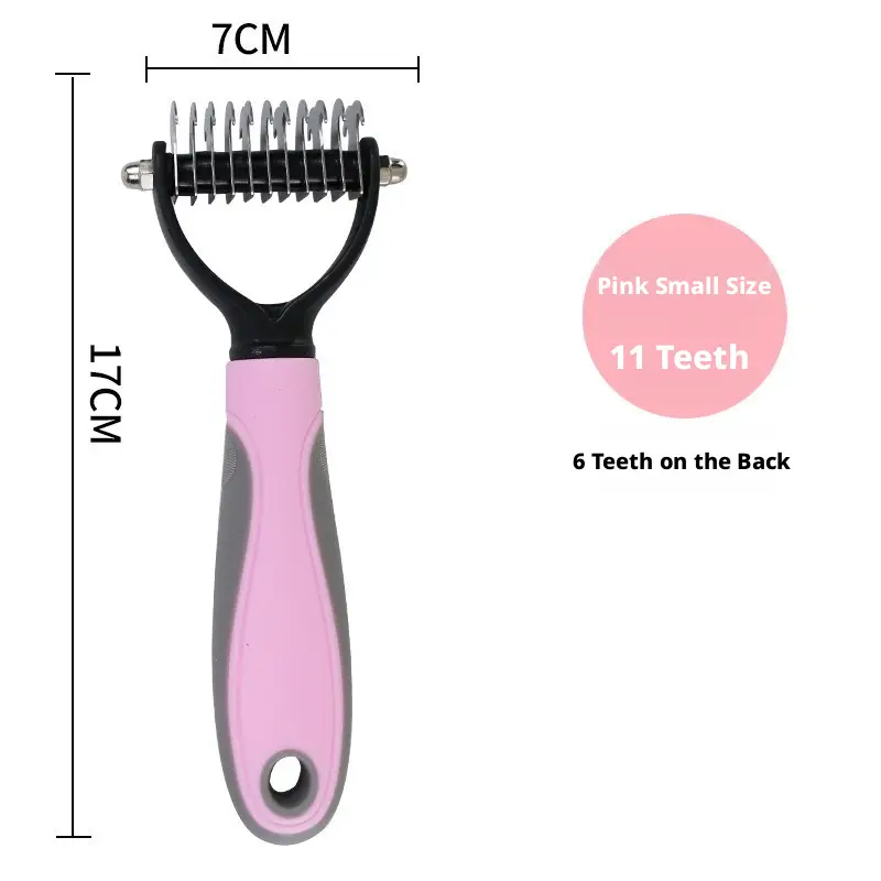Pet Double-sided Opening Knot Comb-Pink-Small-1 piece