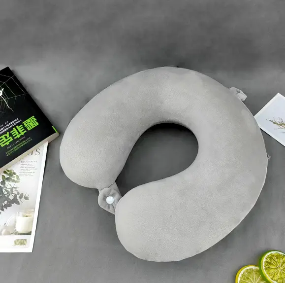 U-shaped memory pillow-gray-Spandex crystal velvet + cotton