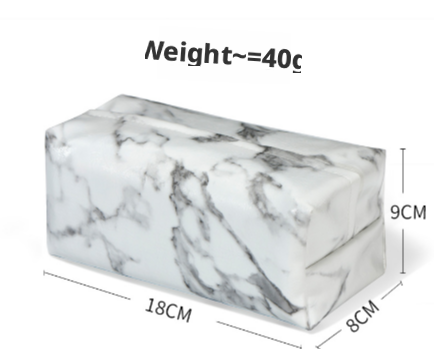 Woven tissue box-Marble pattern-White-PVC-1 piece