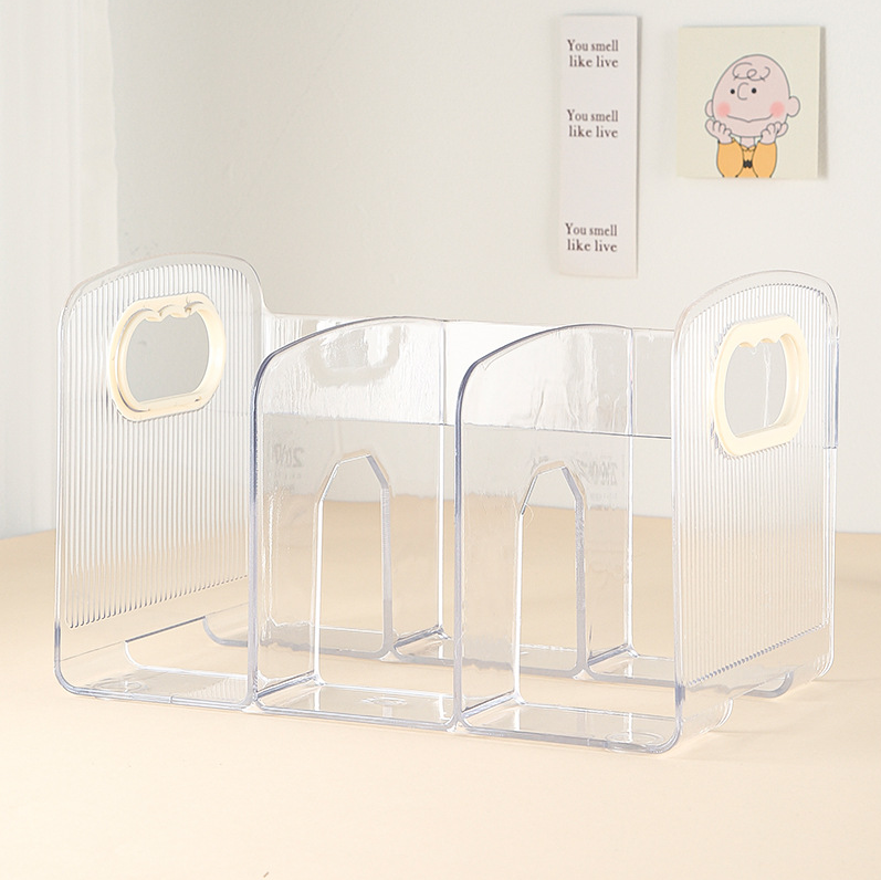 Integrated bookshelf-3 compartments-transparent-PET-1 piece