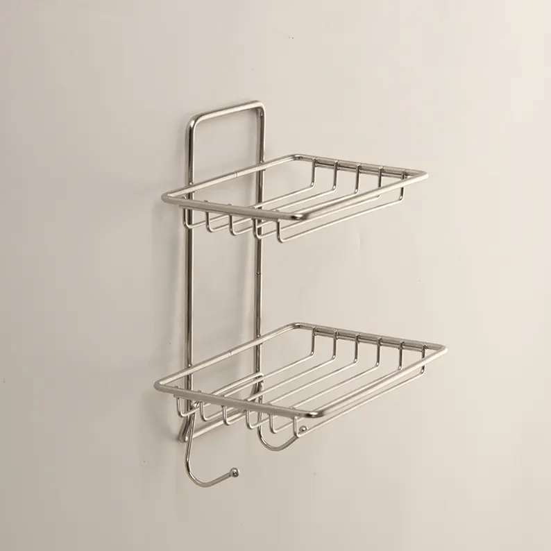 Draining soap rack-double layer-hook model-including patch-304 stainless