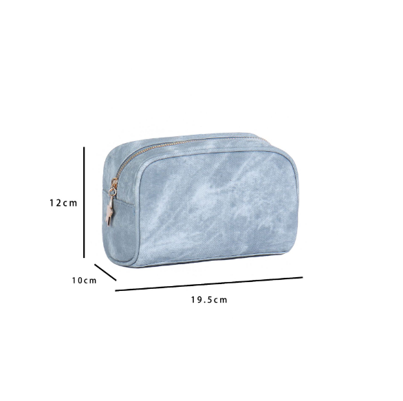Cosmetic bag-denim single-pull portable semi-circle-blue denim semi-circle bag-20 * 11 *16cm-PU-1 piece