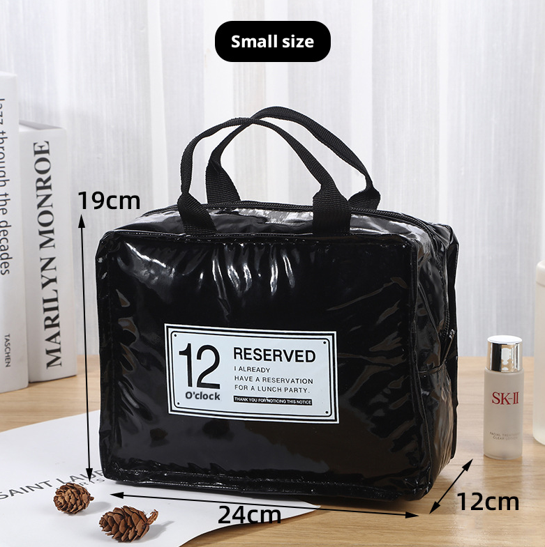 Mirror leather cosmetic bag-black-24 * 19 *12cm-1 piece