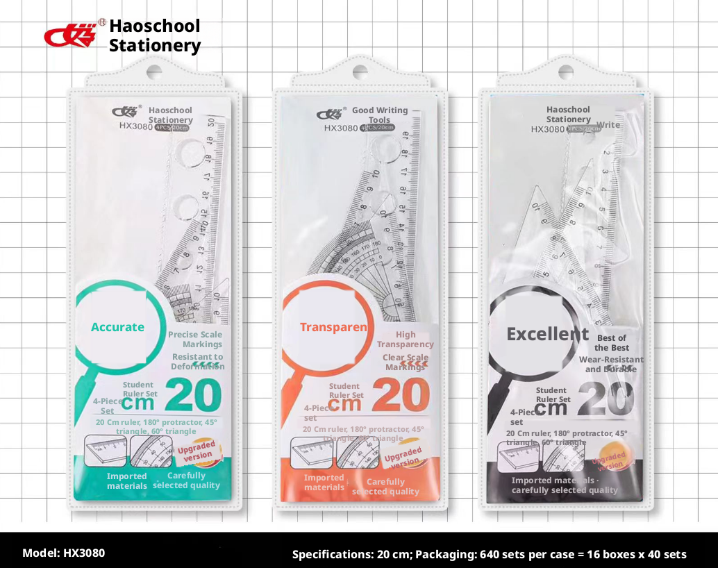 Hole hard ruler set-text version-four-piece set-random color-1 set