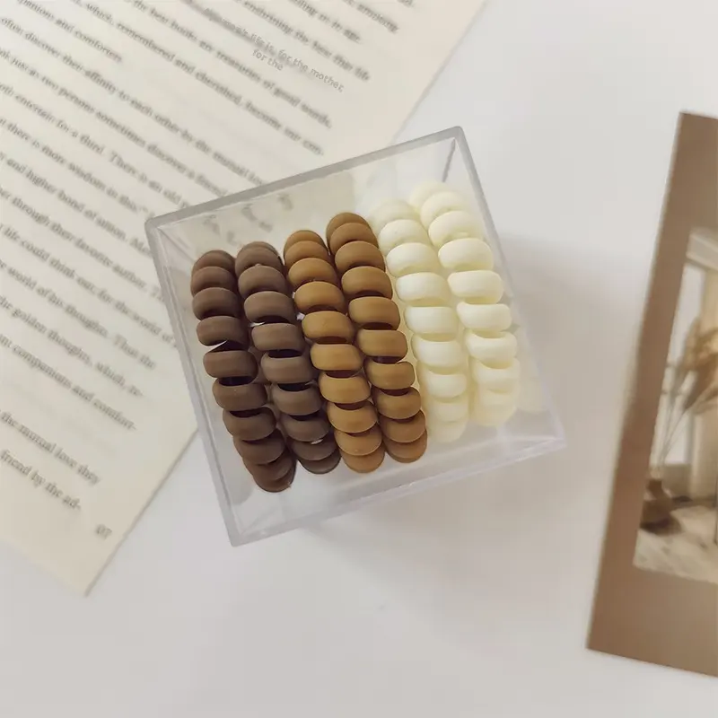 matte telephone cord hair circle-coffee + brown