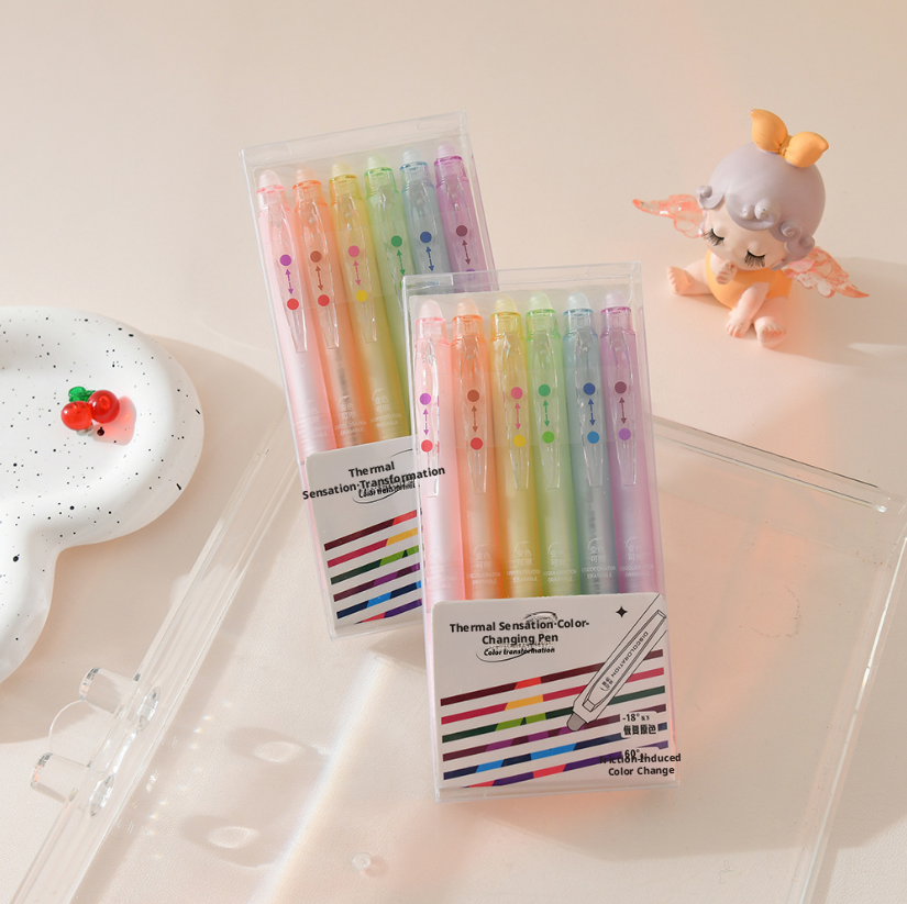 Erasable temperature-sensitive color changing pen-mixed color model-0.5mm-6 pieces-1 box