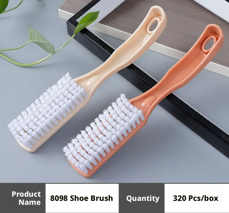 Long-handle shoe brush-Round hole handle-Random color-PP +