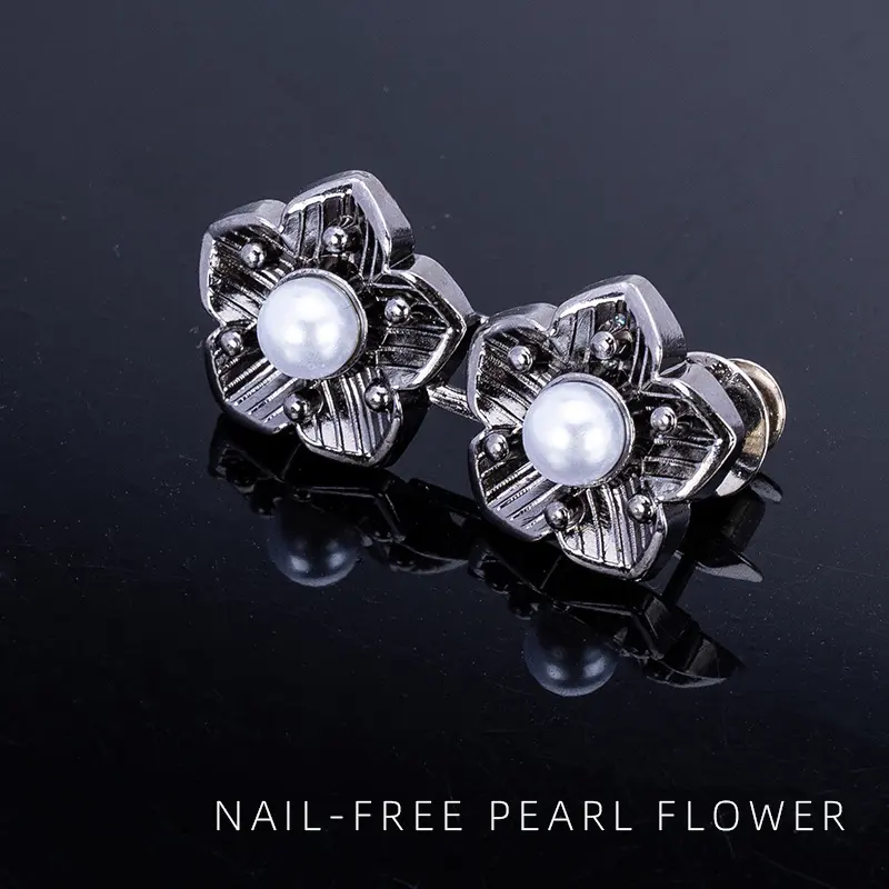 Pearl flower waist buckle-gun color-alloy