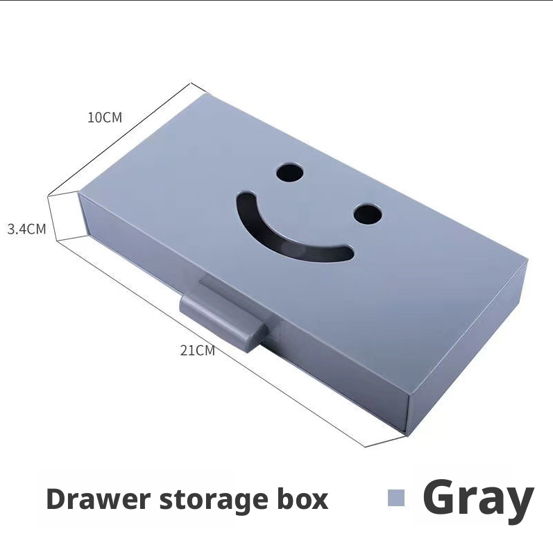 Hidden drawer storage box-smiley face-gray-PP-1 piece