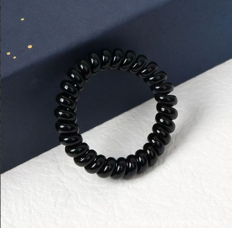 Traceless telephone cord hair ring-bold-black-1 piece