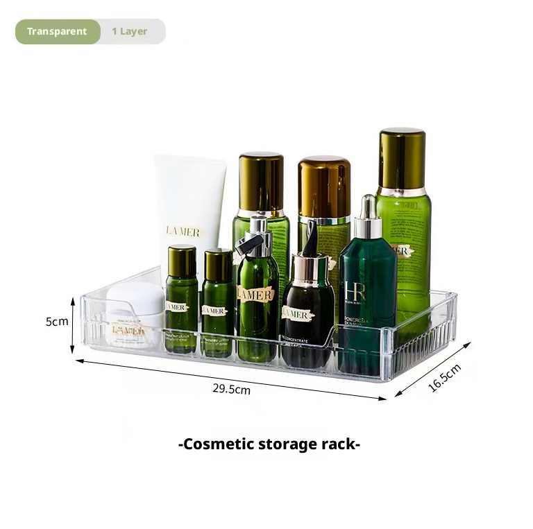 Square cosmetics storage rack-single layer-transparent-PET-1 piece