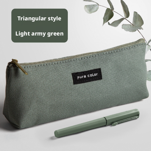 Simple dirt-resistant pencil case-Triangle model-Light military green-1 piece