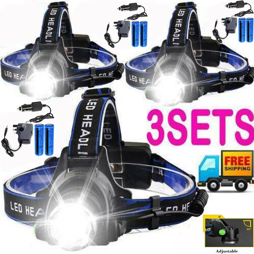 Rechargeabl LED Headlight Headlamp Head Torch Flashlight Work Light Camping Lamp 8