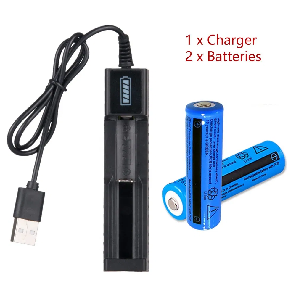 Rechargeable Li-Ion Button Top Batteries 3000mAh Multipurpose Battery 3.7V & USB Charger For Torch Laser — foto 4
