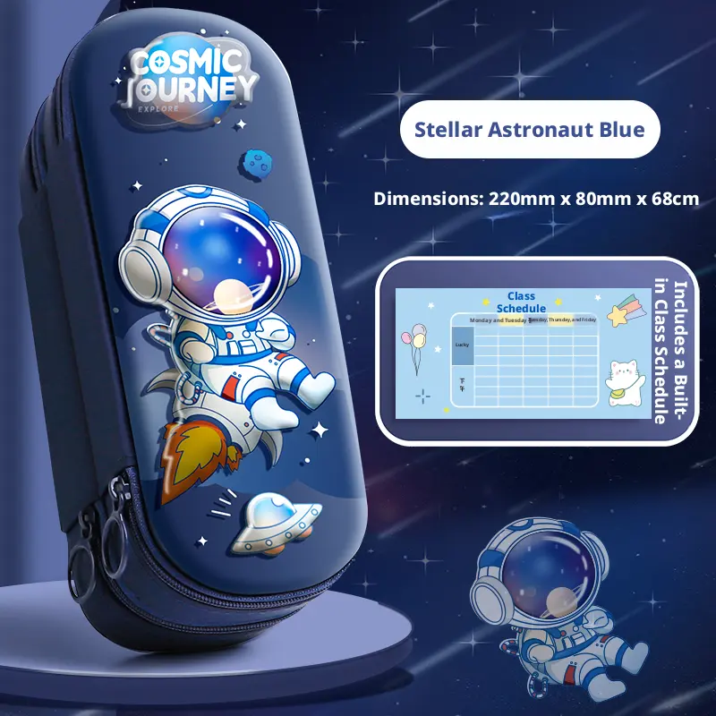 Three-dimensional double layer pencil case-double astronaut model-dark