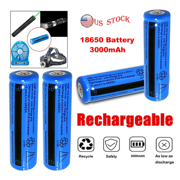 2PCS/4PCS/10PCS/50PCS/100PCS Rechargeable Battery 3000mAH 3.7V Li-ion BRC 11.1... 5