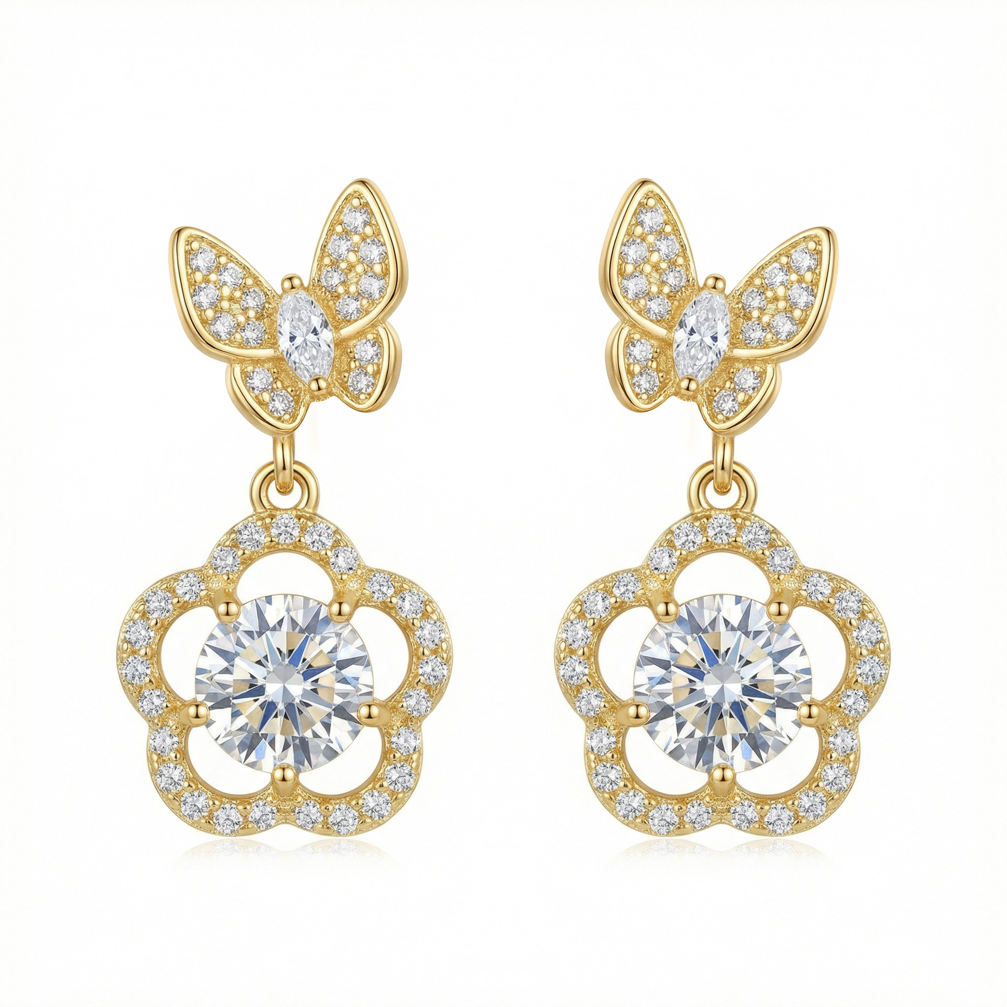 Sterling Silver Butterfly Drop Earrings