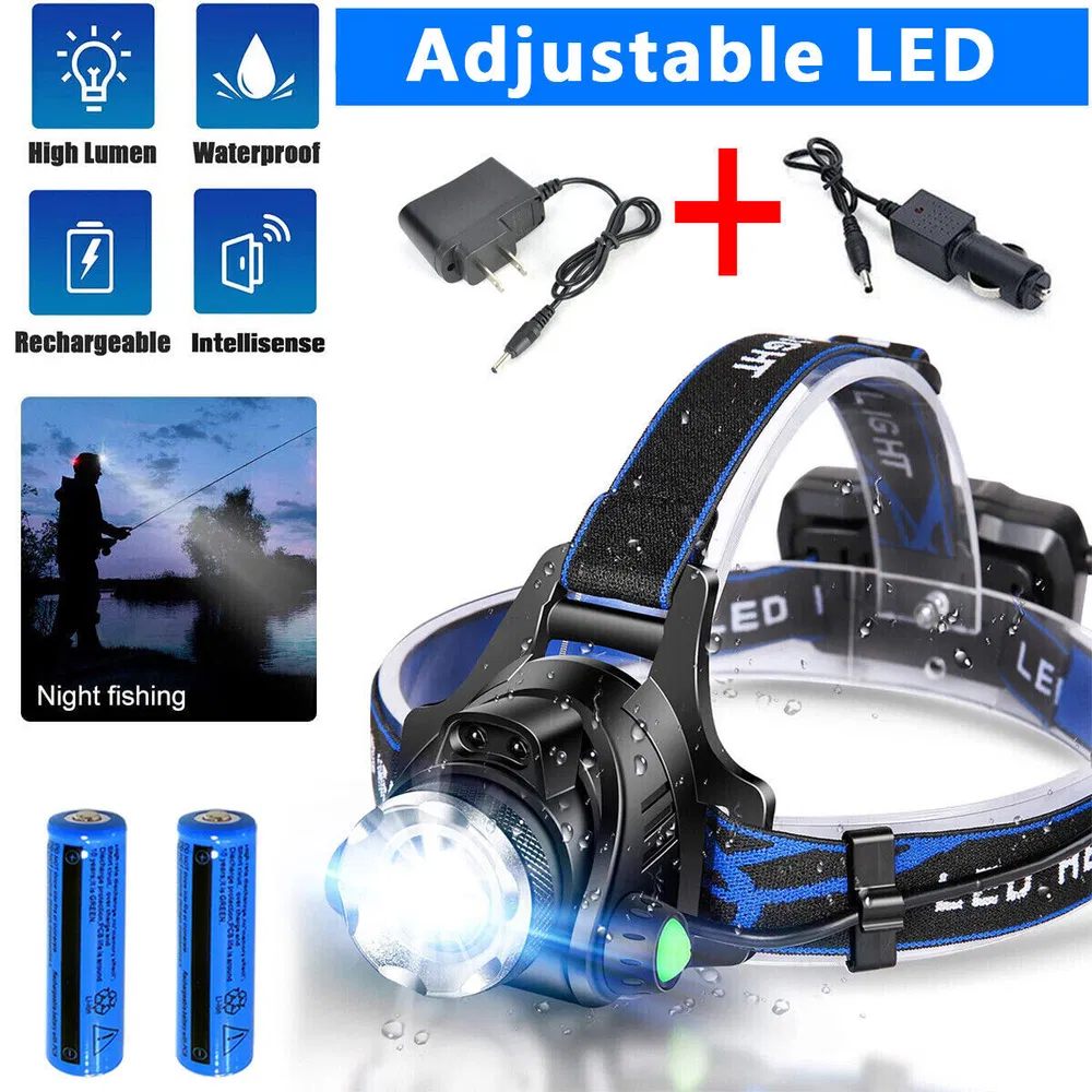 Rechargeabl LED Headlight Headlamp Head Torch Flashlight Work Light Camping Lamp 6