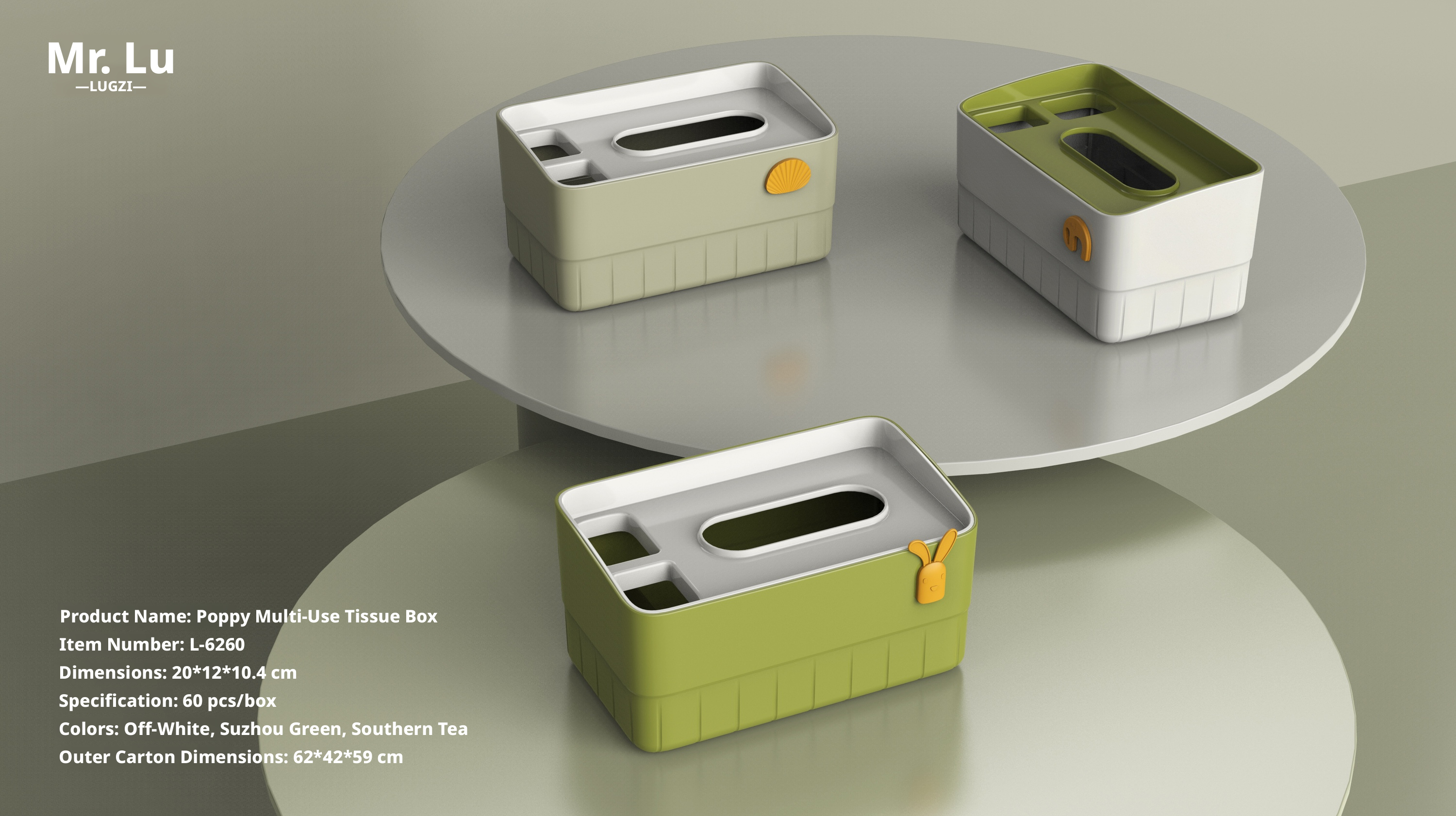 Household tissue box-Oatmeal color-PP-1 piece
