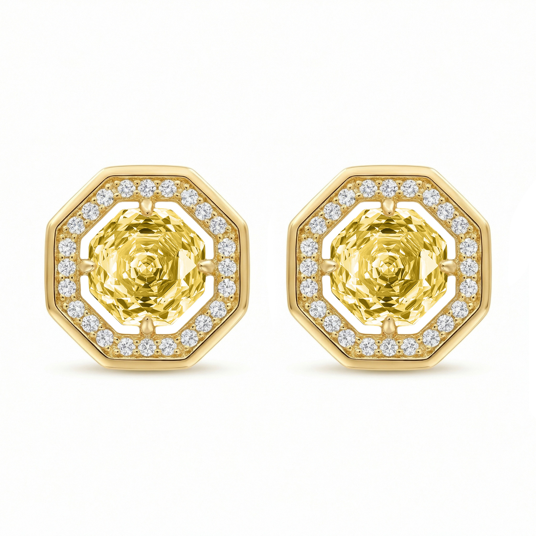 Sterling Silver Octagonal Stud Earrings