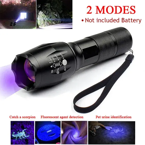 UV Flashlight LED Torch Zoomable Ultra Violet
