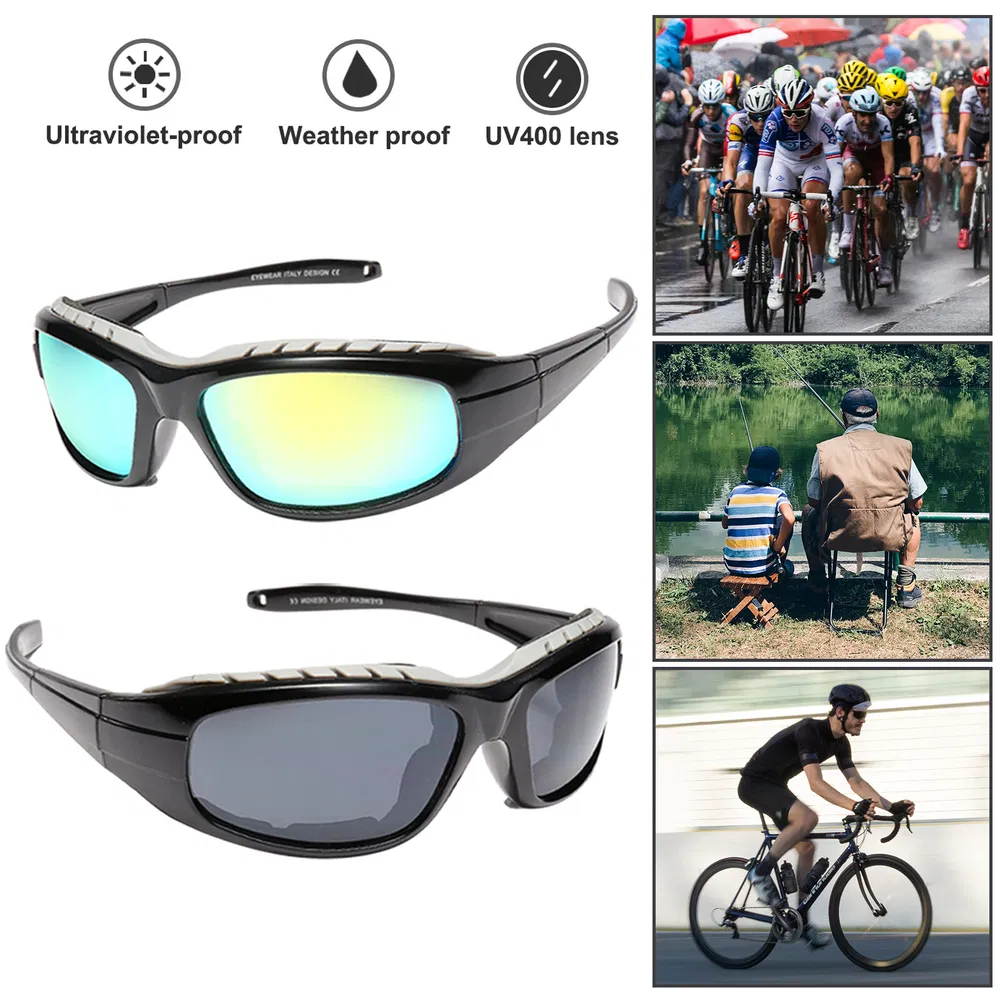 2 Pairs Motorcycle Padded Foam Wind Resistant Riding Glasses Sunglasses 6