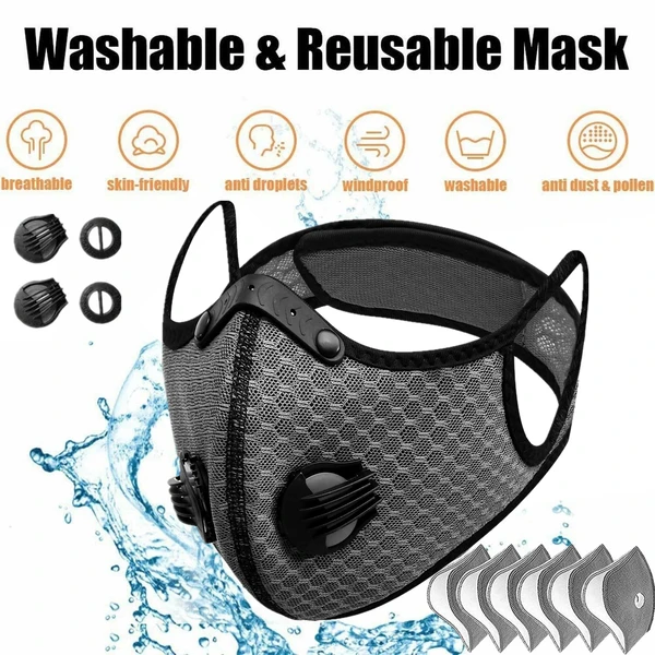Reusable Half Face Cover Mask Respirator Anti Pollution Facepiece Sports Masks