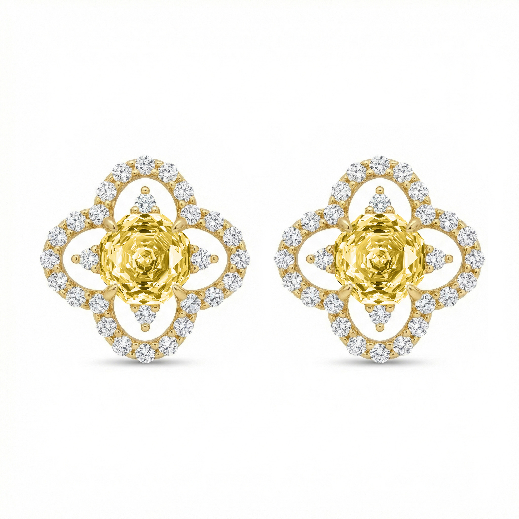 Sterling Silver Quatrefoil Halo Stud Earrings
