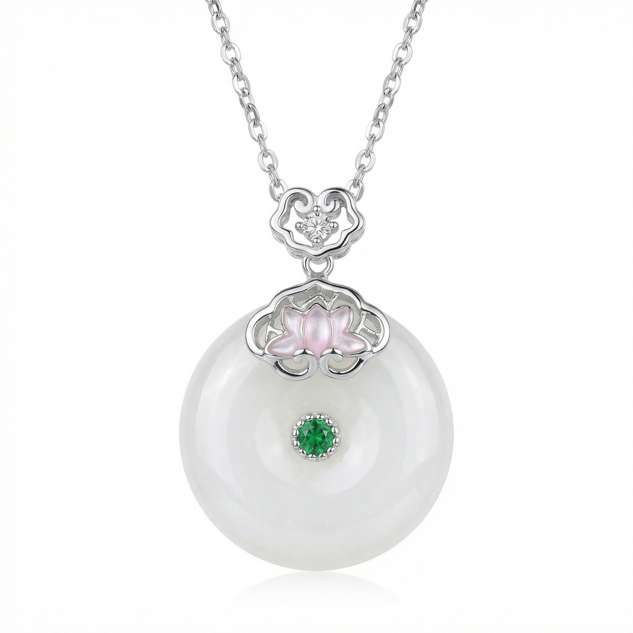 Jade Lotus Peace Buckle Necklace