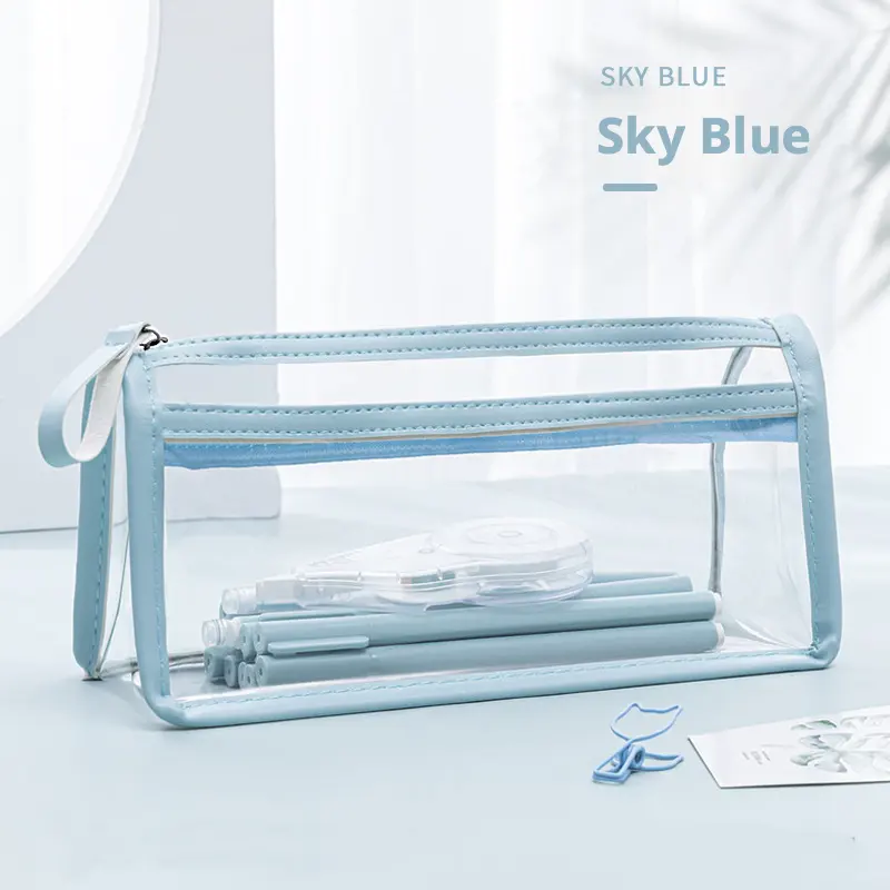 ins style pencil case-sky blue-tpu