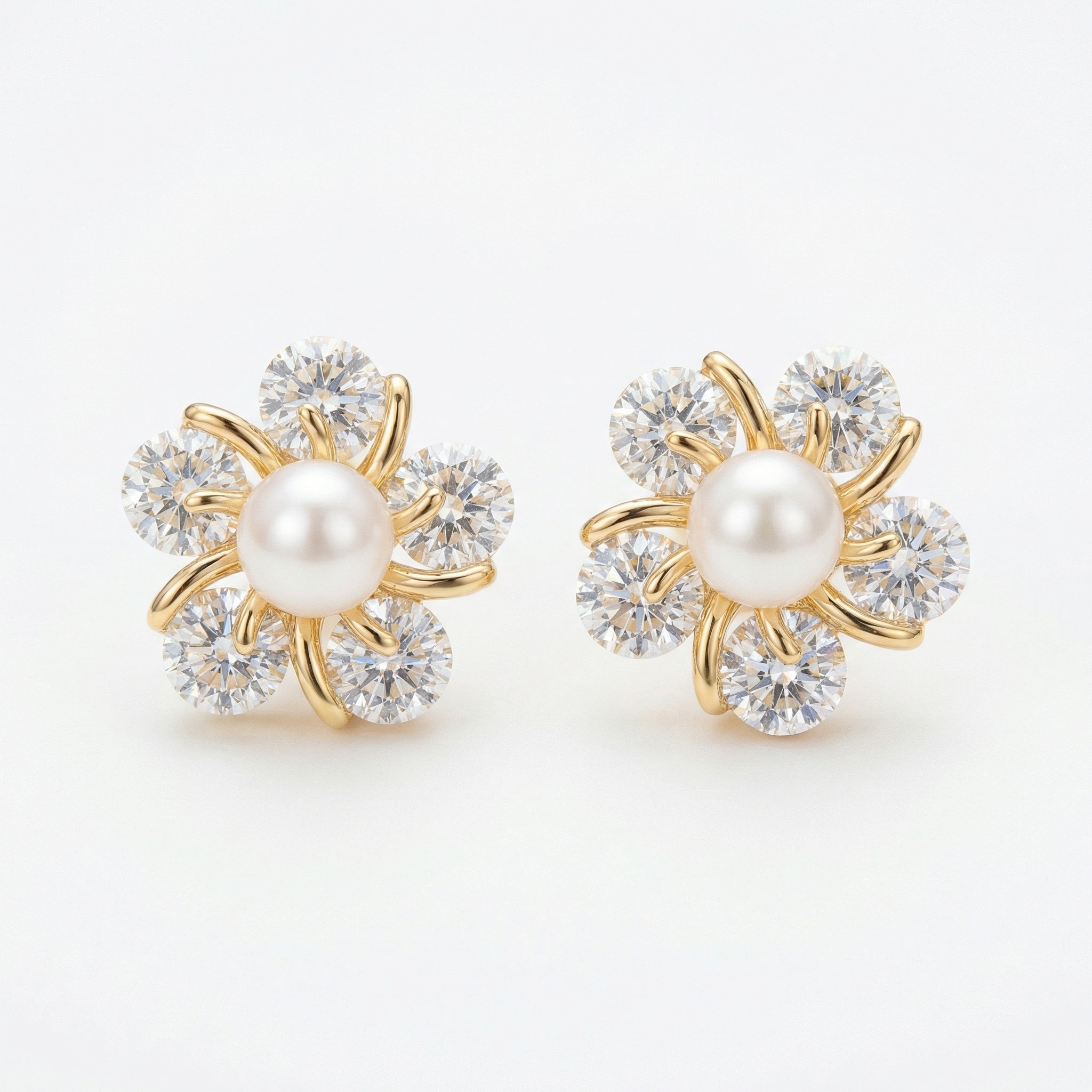 Sterling Silver Floral Stud Earrings