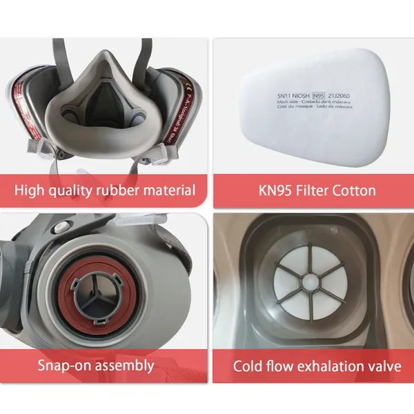 7 IN 1 Half Face Mask For Gas Painting Spray Protection Respirator 2 Filters