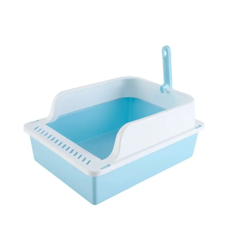 High-fenced cat litter box-blue-PP