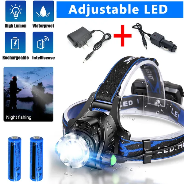 Rechargeabl LED Headlight Headlamp Head Torch Flashlight Work Light Camping Lamp
